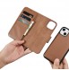 iCarer Wallet Case 2in1 case iPhone 14 leather cover with flap Anti-RFID brown
