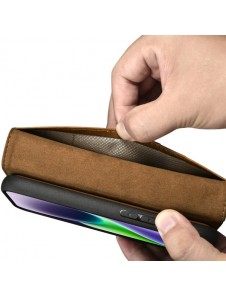iCarer Oil Wax Wallet Case 2in1 Case iPhone 14 Leather Flip Cover Anti-RFID brown
