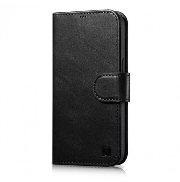 iCarer Oil Wax Wallet Case 2in1 Case iPhone 14 Leather Flip Cover Anti-RFID black