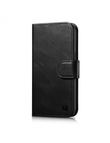 iCarer Oil Wax Wallet Case 2in1 Case iPhone 14 Leather Flip Cover Anti-RFID black