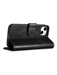 iCarer Oil Wax Wallet Case 2in1 Case iPhone 14 Leather Flip Cover Anti-RFID black