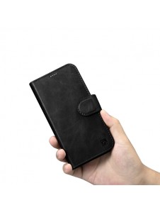 iCarer Oil Wax Wallet Case 2in1 Case iPhone 14 Leather Flip Cover Anti-RFID black