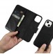 iCarer Oil Wax Wallet Case 2in1 Case iPhone 14 Leather Flip Cover Anti-RFID black