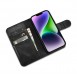 iCarer Oil Wax Wallet Case 2in1 Case iPhone 14 Leather Flip Cover Anti-RFID black