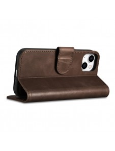iCarer Oil Wax Wallet Case 2in1 Case iPhone 14 Leather Flip Cover Anti-RFID Brown