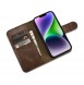 iCarer Oil Wax Wallet Case 2in1 Case iPhone 14 Leather Flip Cover Anti-RFID Brown