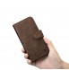 iCarer Oil Wax Wallet Case 2in1 Case iPhone 14 Leather Flip Cover Anti-RFID Brown