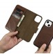iCarer Oil Wax Wallet Case 2in1 Case iPhone 14 Leather Flip Cover Anti-RFID Brown