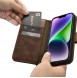 iCarer Oil Wax Wallet Case 2in1 Case iPhone 14 Leather Flip Cover Anti-RFID Brown