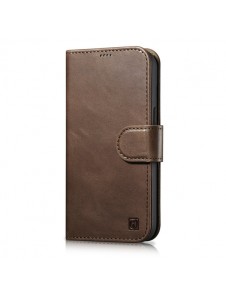 iCarer Oil Wax Wallet Case 2in1 Case iPhone 14 Leather Flip Cover Anti-RFID Brown