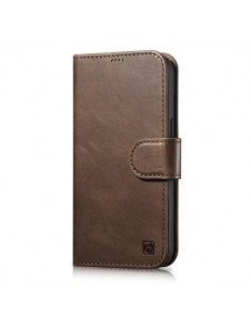 iCarer Oil Wax Wallet Case 2in1 Case iPhone 14 Leather Flip Cover Anti-RFID Brown