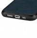 iCarer Leather Oil Wax case covered with natural leather for iPhone 14 blue