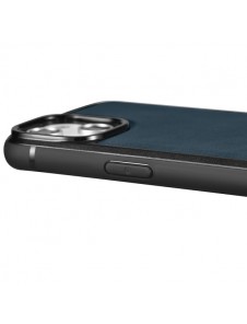 iCarer Leather Oil Wax case covered with natural leather for iPhone 14 blue