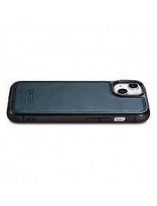 iCarer Leather Oil Wax case covered with natural leather for iPhone 14 blue
