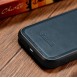 iCarer Leather Oil Wax case covered with natural leather for iPhone 14 blue