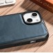 iCarer Leather Oil Wax case covered with natural leather for iPhone 14 blue