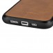 iCarer Leather Oil Wax case covered with natural leather for iPhone 14 brown