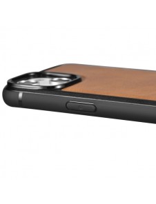 iCarer Leather Oil Wax case covered with natural leather for iPhone 14 brown