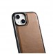 iCarer Leather Oil Wax case covered with natural leather for iPhone 14 brown
