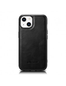 iCarer Leather Oil Wax Genuine Leather Case for iPhone 14 (MagSafe Compatible) Black