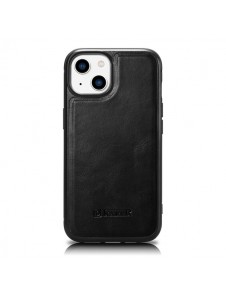 iCarer Leather Oil Wax Genuine Leather Case for iPhone 14 (MagSafe Compatible) Black