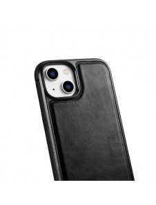 iCarer Leather Oil Wax Genuine Leather Case for iPhone 14 (MagSafe Compatible) Black