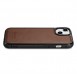 iCarer Leather Oil Wax case covered with natural leather for iPhone 14 brown