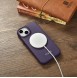 iCarer CE Premium Leather Folio Case iPhone 14 Magnetic Flip Leather Folio Case MagSafe Dark Purple