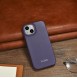 iCarer CE Premium Leather Folio Case iPhone 14 Magnetic Flip Leather Folio Case MagSafe Dark Purple