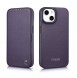 iCarer CE Premium Leather Folio Case iPhone 14 Magnetic Flip Leather Folio Case MagSafe Dark Purple