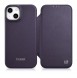 iCarer CE Premium Leather Folio Case iPhone 14 Magnetic Flip Leather Folio Case MagSafe Dark Purple
