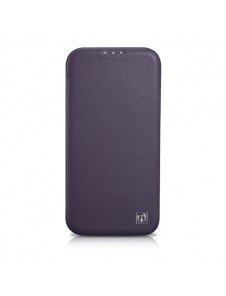 iCarer CE Premium Leather Folio Case iPhone 14 Magnetic Flip Leather Folio Case MagSafe Dark Purple