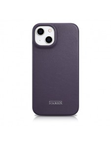 iCarer CE Premium Leather Folio Case iPhone 14 Magnetic Flip Leather Folio Case MagSafe Dark Purple
