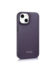 iCarer CE Premium Leather Folio Case iPhone 14 Magnetic Flip Leather Folio Case MagSafe Dark Purple
