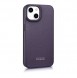iCarer CE Premium Leather Folio Case iPhone 14 Magnetic Flip Leather Folio Case MagSafe Dark Purple