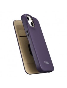 iCarer CE Premium Leather Folio Case iPhone 14 Magnetic Flip Leather Folio Case MagSafe Dark Purple