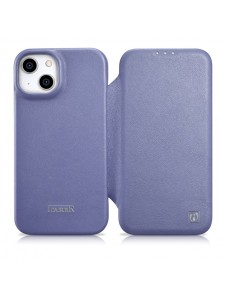 iCarer CE Premium Leather Folio Case iPhone 14 Magnetic Flip Leather Folio Case MagSafe Light Purple