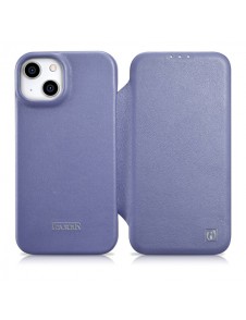 iCarer CE Premium Leather Folio Case iPhone 14 Magnetic Flip Leather Folio Case MagSafe Light Purple