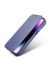 iCarer CE Premium Leather Folio Case iPhone 14 Magnetic Flip Leather Folio Case MagSafe Light Purple