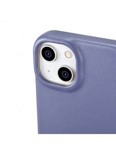 iCarer CE Premium Leather Folio Case iPhone 14 Magnetic Flip Leather Folio Case MagSafe Light Purple