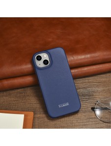 iCarer CE Premium Leather Folio Case iPhone 14 magnetic flip case MagSafe blue