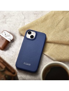 iCarer CE Premium Leather Folio Case iPhone 14 magnetic flip case MagSafe blue