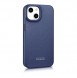 iCarer CE Premium Leather Folio Case iPhone 14 magnetic flip case MagSafe blue