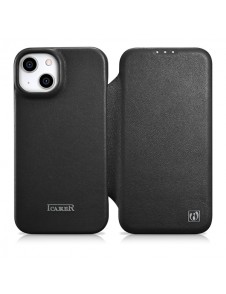 iCarer CE Premium Leather Folio Case iPhone 14 magnetic flip case MagSafe black