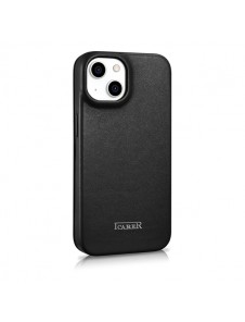 iCarer CE Premium Leather Folio Case iPhone 14 magnetic flip case MagSafe black