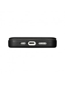 iCarer CE Premium Leather Folio Case iPhone 14 magnetic flip case MagSafe black