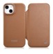 iCarer CE Premium Leather Folio Case iPhone 14 magnetic flip case MagSafe brown