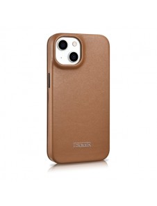 iCarer CE Premium Leather Folio Case iPhone 14 magnetic flip case MagSafe brown