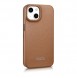 iCarer CE Premium Leather Folio Case iPhone 14 magnetic flip case MagSafe brown