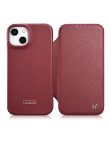 iCarer CE Premium Leather Folio Case iPhone 14 magnetic flip case MagSafe red